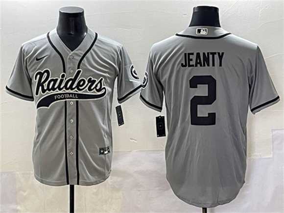 Mens Las Vegas Raiders #2 Ashton Jeanty Grey Cool Base Stitched Baseball Jerseys->las vegas raiders->NFL Jersey